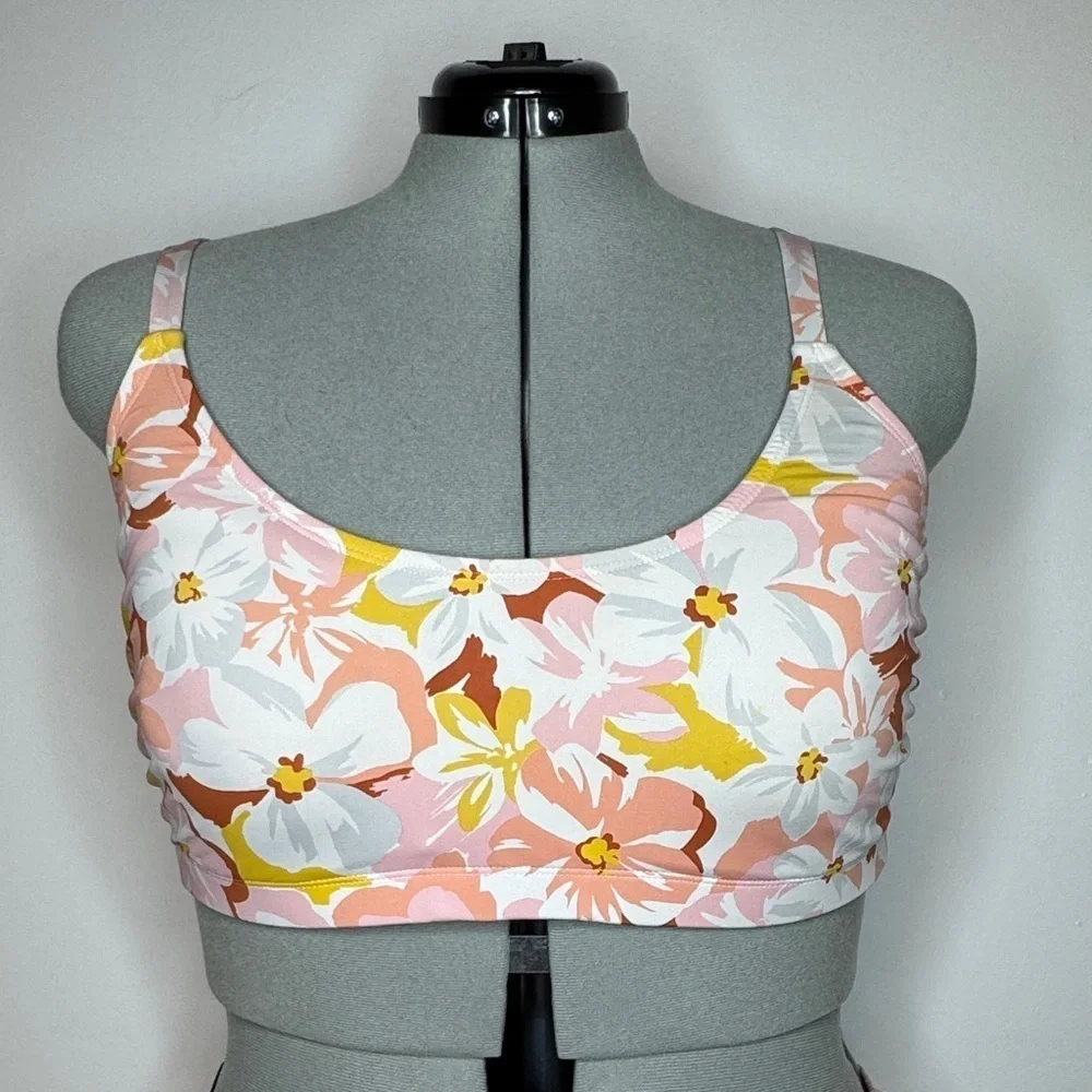 Pink and Orange Floral Bikini Top